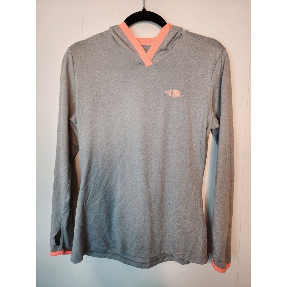 The North Face Flash Dry Pullover Hoodie Womens Lightweight Medium‎ Gray Peach